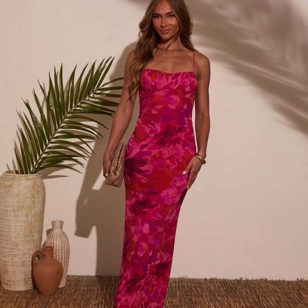 Mesh Floral Maxi Dress